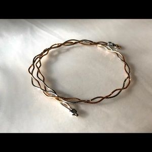 17” Rose and White 14k Gold Twisted Choker Necklace